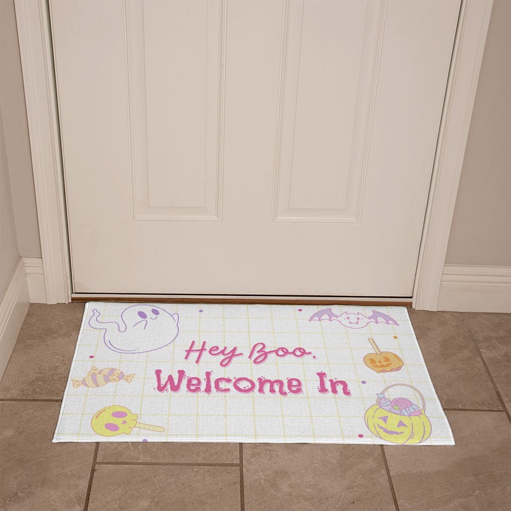 Hey Boo, Welcome In Doormat - Indoor and Outdoor Use