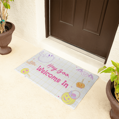Hey Boo, Welcome In Doormat - Indoor and Outdoor Use