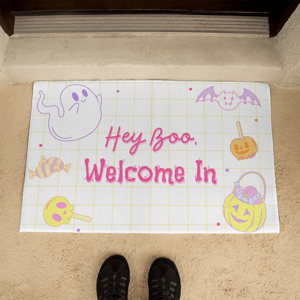 Hey Boo, Welcome In Doormat - Indoor and Outdoor Use