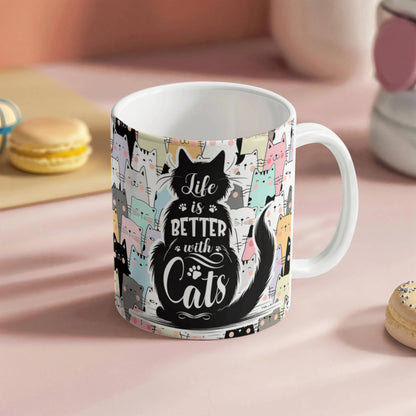 Das Leben ist besser mit Katzen – Keramiktasse