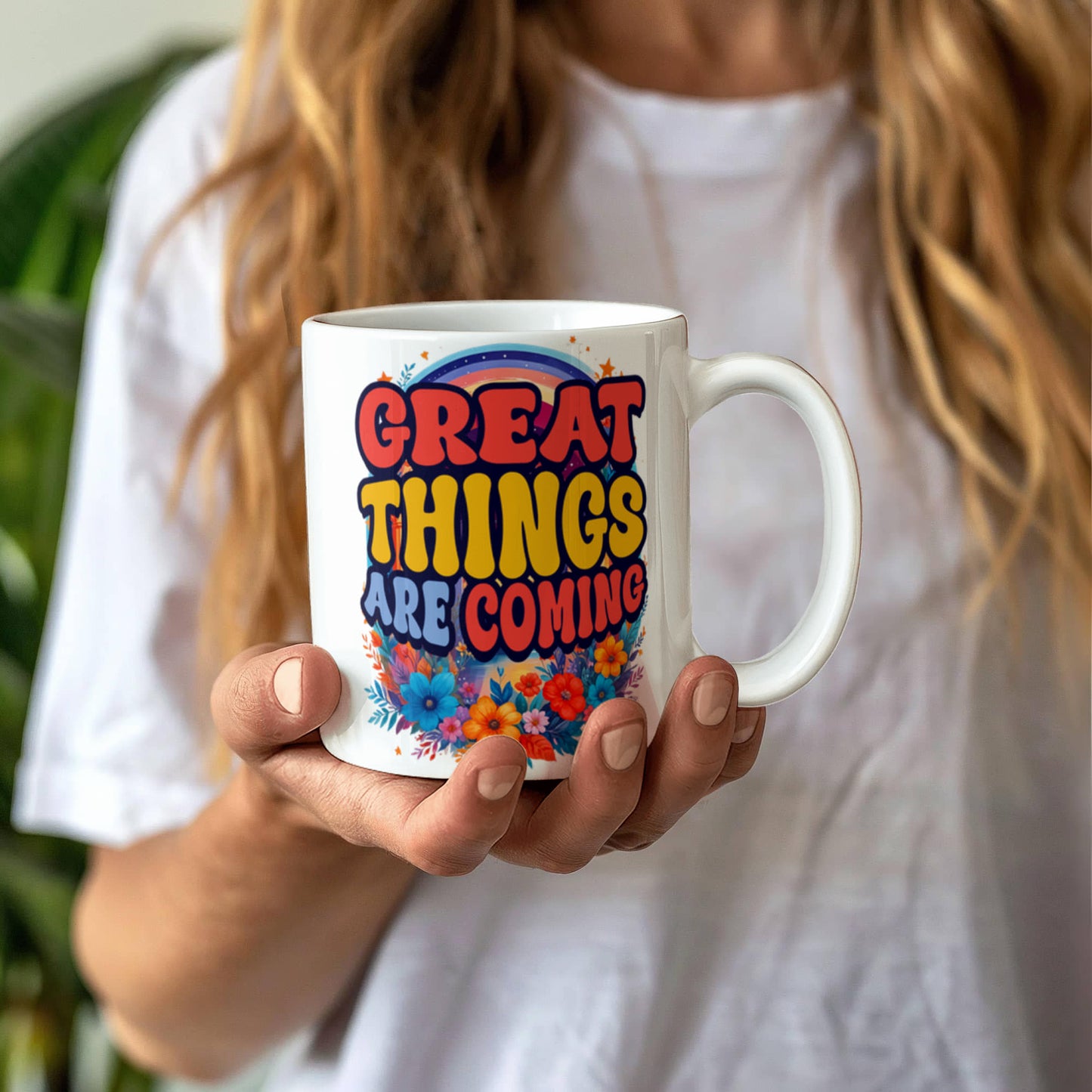 Großartiges erwartet dich – Weiße Keramiktasse