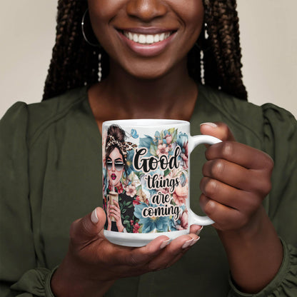 Gute Dinge kommen – Keramiktasse