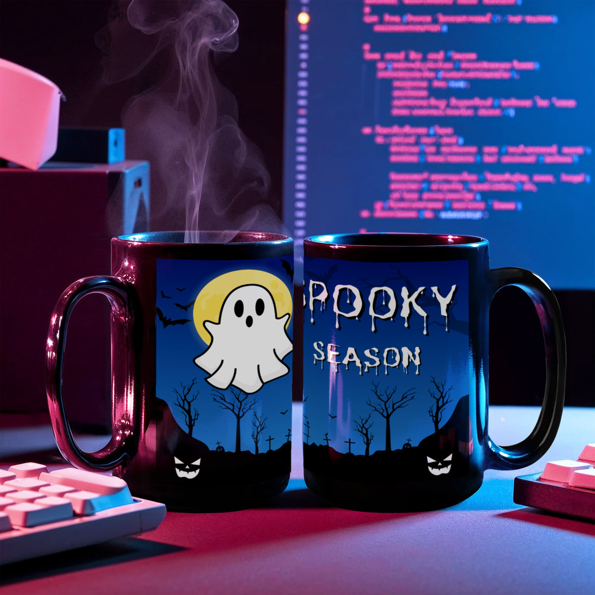 Spooky Blue Graveyard Mug - 11 oz and 15 oz