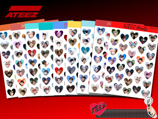 ateez heart sticker sheets cute gift for atiny fans